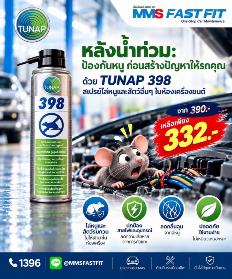 น้ำลด…แต่หนูอาจยังไม่ลดนะ! อย่ารอให้สายไฟเสียหายหรือเกิดปัญหากับรถ ป้องกันไว้ก่อน ด้วย TUNAP 398